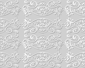 Fototapeta premium 3D paper art pattern curve spiral feather cross