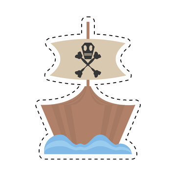 recommend clip art: pirate boat sail flag bone and skull sea cut line vector illustration eps 10