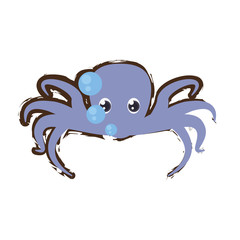 purple octopus sea life bubbles doodle vector illustration eps 10