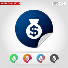 Money bag icon. Button with money bag icon. Modern UI vector.