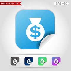 Money bag icon. Button with money bag icon. Modern UI vector.