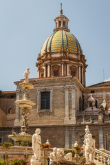 Fountain on Pretoria Piazza in Palermo, Sicily, Italy © lic0001