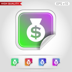 Money bag icon. Button with money bag icon. Modern UI vector.