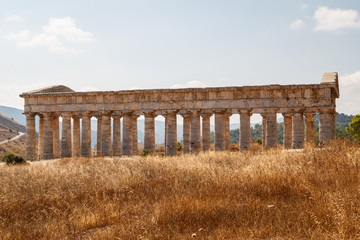 Ruins of the Greek temple in the ancient city of Segesta, Sicily