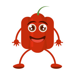 red pepper character vegetable smile vector illustration eps 10