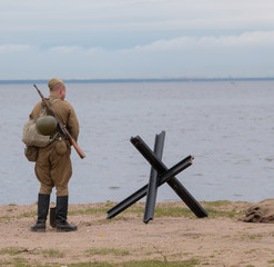 Man in the old uniform during the second world war.