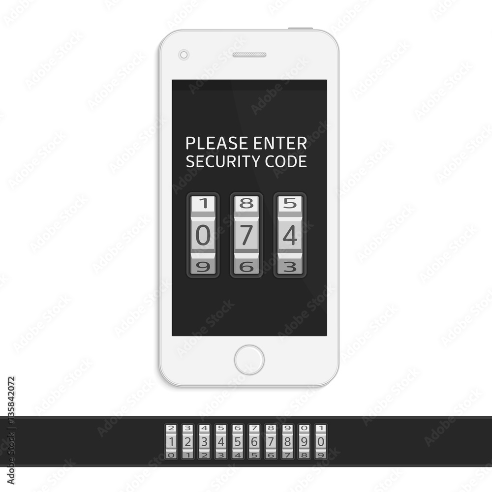 Poster smartphone with security number code.