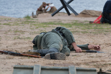 Man in the old uniform during the second world war.