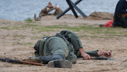 Man in the old uniform during the second world war.