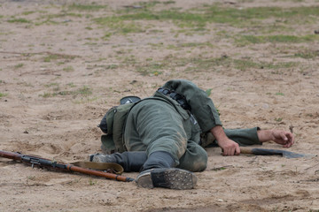 Man in the old uniform during the second world war.