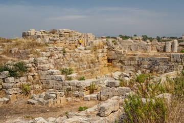 Fototapeta na wymiar Ruined fortifications in the ancient city of Selinunte, Sicily,