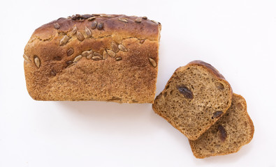 Top view of sliced wholegrain bread
