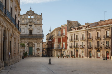 Fototapeta na wymiar Main square of the historic centre of Siracuse, Sicily island, I
