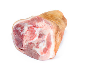 Raw pork knuckle on white background