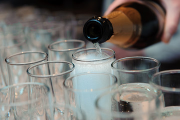 Glasses of popping champagne