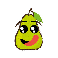 pear expressions hungry face icon, vector illustration