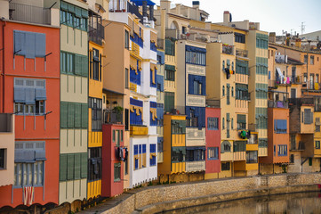 Hanging Houses on the Oñar River, Gerona, Girona, Cataluña, Catalonia, Spain