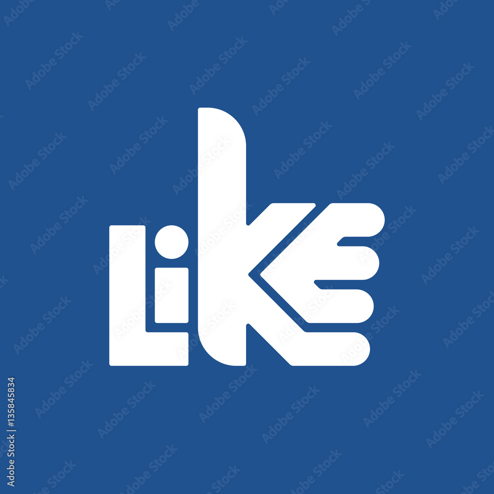 Poster concept illustration of like symbol with letters. flat design of creative icon for social networking