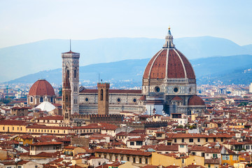 Fototapeta na wymiar above view of Florence Duomo Santa maria del fiore