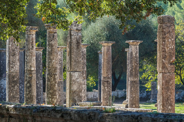 Ruins of the ancient Greek city of Olympia, Peloponnese, Greece