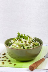 Cabbage Coleslaw with Pumpkin Seeds. Selective focus.