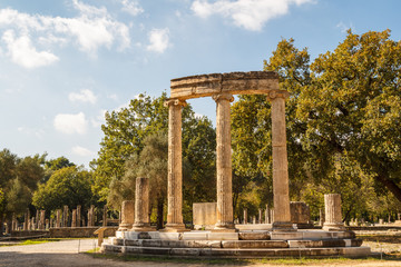 Ruins of the ancient Greek city of Olympia, Peloponnese, Greece