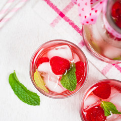 Raspberry Vodka Cocktail Lemonade. Selective focus.