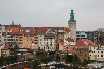 Naklejka na ściany i meble A view over historic part of Bautzen town, Saxony, Germany