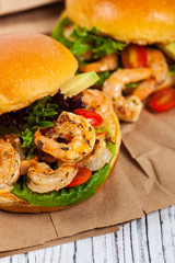 Shrimp Burgers. Selective focus.