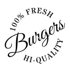 Burgers stamp. Grunge design with dust scratches. Effects can be easily removed for a clean, crisp look. Color is easily changed.