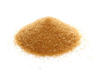 pile brown sugar isolated on white background, sugarcane