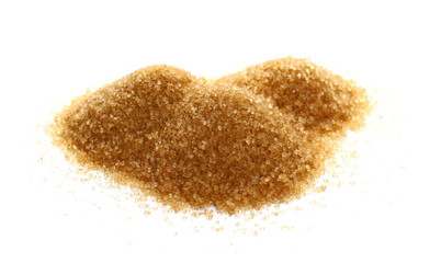 pile brown sugar isolated on white background, sugarcane