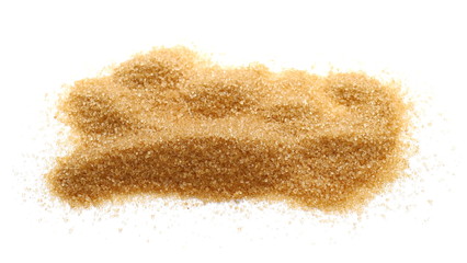 Fototapeta na wymiar pile brown sugar isolated on white background, sugarcane