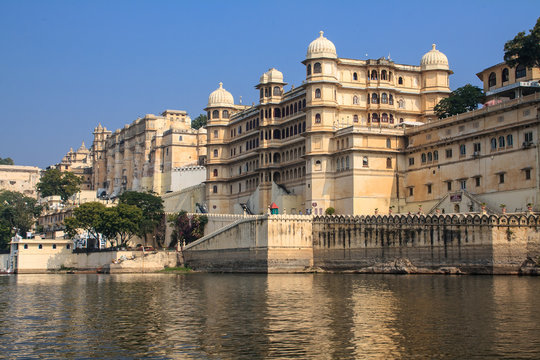 Udaipur city palace on the lake. India