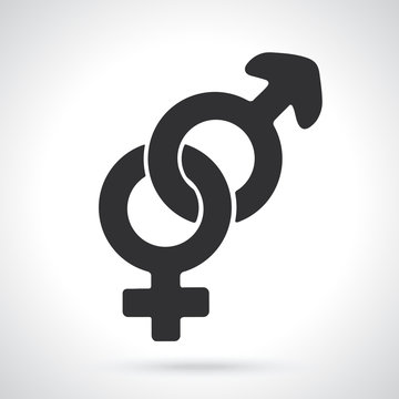 Vector illustration. Silhouette of heterosexual gender symbol. Gender pictogram. Template or pattern. Decoration for greeting cards, wallpapers, emblems