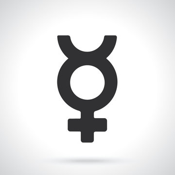 Vector illustration. Silhouette of transgender Mercury symbol. Gender pictogram. Template or pattern. Decoration for greeting cards, wallpapers, emblems