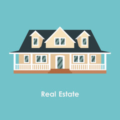 Vector illustration of color house and real estate