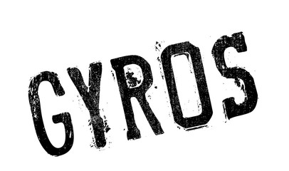Gyros stamp. Grunge design with dust scratches. Effects can be easily removed for a clean, crisp look. Color is easily changed.
