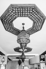 Arabic Lamp in Morocco in black and white