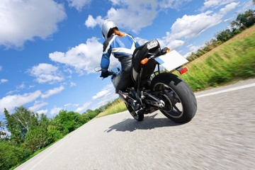 Adult Woman Riding Her Motorcycle