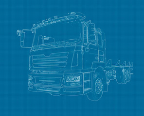 Truck drawing on graph paper white pencil