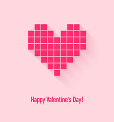 Valentines day card with abstract pixel heart. - 135850033