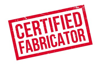 Certified Fabricator rubber stamp. Grunge design with dust scratches. Effects can be easily removed for a clean, crisp look. Color is easily changed.