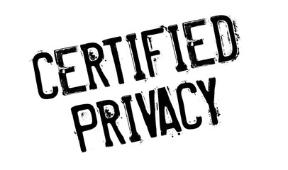 Certified Privacy rubber stamp. Grunge design with dust scratches. Effects can be easily removed for a clean, crisp look. Color is easily changed.