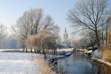 Picturesque Dutch view on a winter day