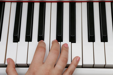 Close up piano, white and black keyboard