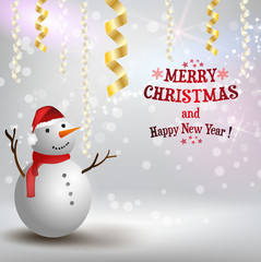 Christmas background with snowman