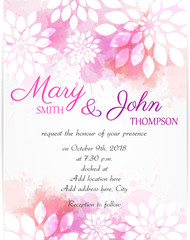 Fototapeta na wymiar Wedding invitation template with abstract florals