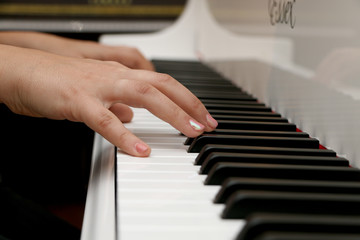 Close-up piano, white and black keyboard