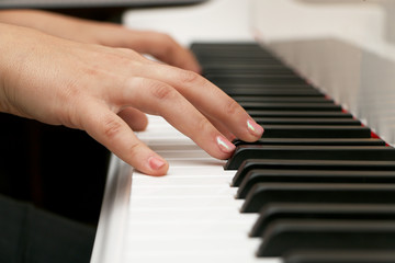Close-up piano, white and black keyboard